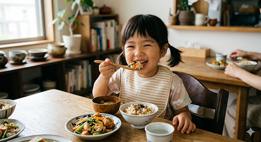 child eating with good posture and chewing properly supporting jaw development
